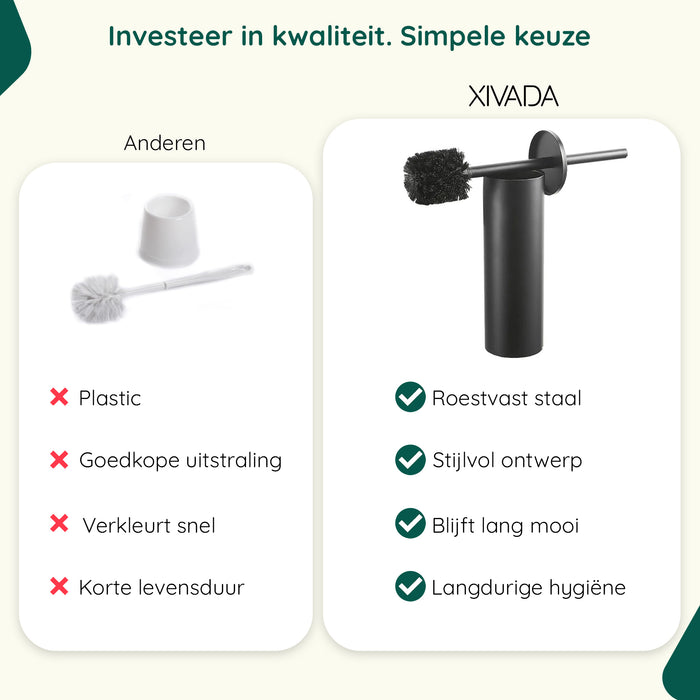 XIVADA Toiletborstelhouder Jara - Vrijstaand - Rvs - Zwart