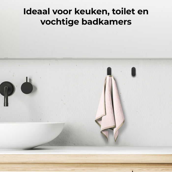 XIVADA Handdoekhaakjes Mila - Schroefset - Rvs - Zwart - Set van 2