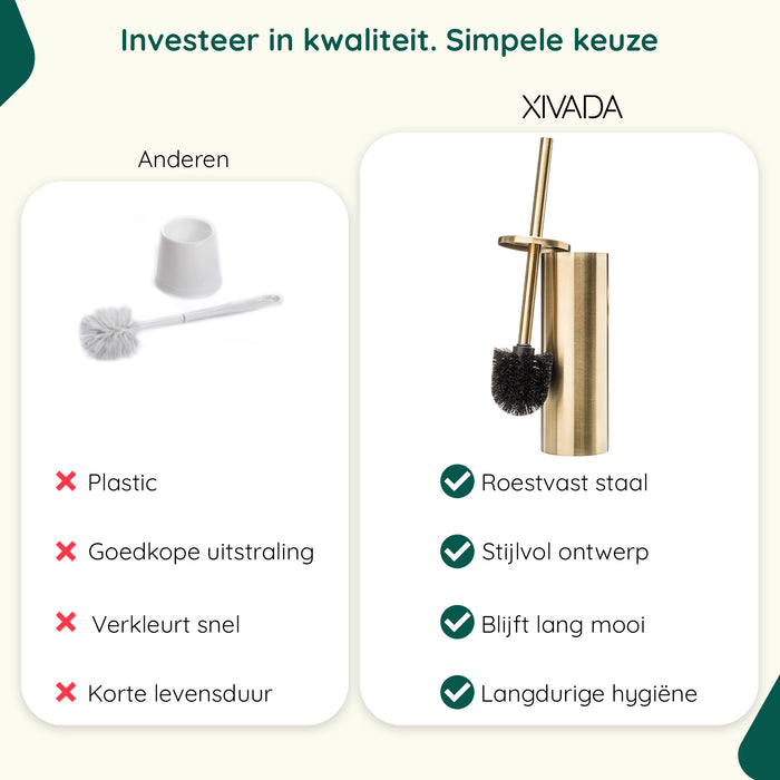 XIVADA Toiletborstelhouder Jara - Vrijstaand - Rvs - Goud
