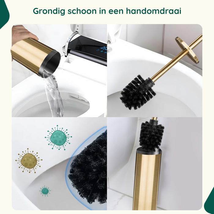 XIVADA Toiletborstelhouder Jara - Vrijstaand - Rvs - Goud