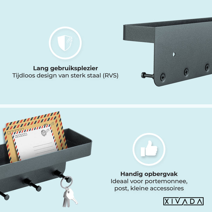 XIVADA Sleutelrekje Loda - Rvs - Plakstrip - Schroefset - Matzwart