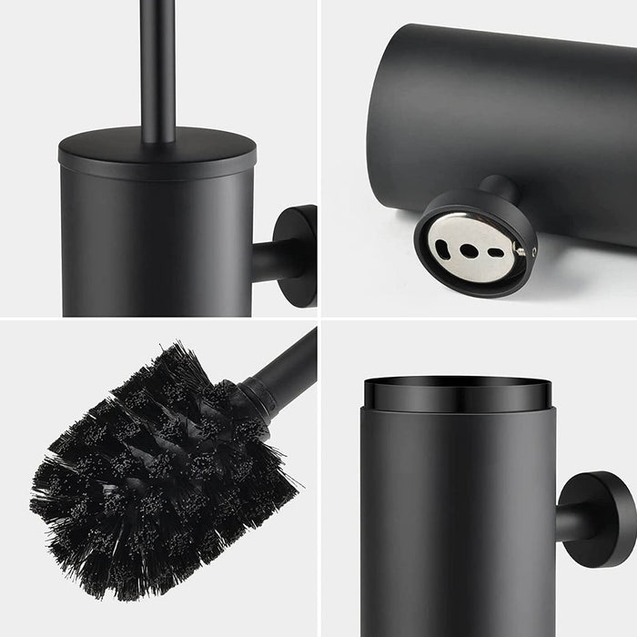 XIVADA Toiletset - Wc Rolhouder - Handdoekhaak - Toiletborstel - Zwart