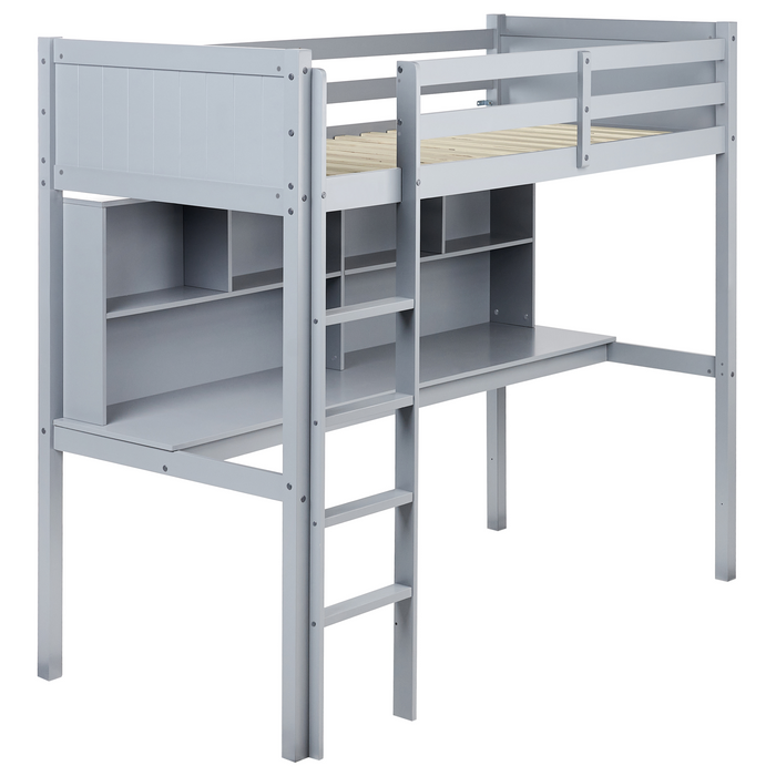 Beliani - FOUCAMONT - Hoogslaper - Grijs - 90 x 200 cm - Dennenhout
