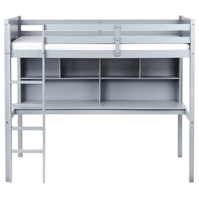 Beliani - FOUCAMONT - Hoogslaper - Grijs - 90 x 200 cm - Dennenhout