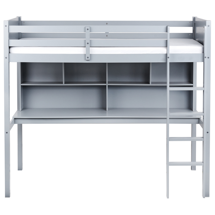 Beliani - FOUCAMONT - Hoogslaper - Grijs - 90 x 200 cm - Dennenhout