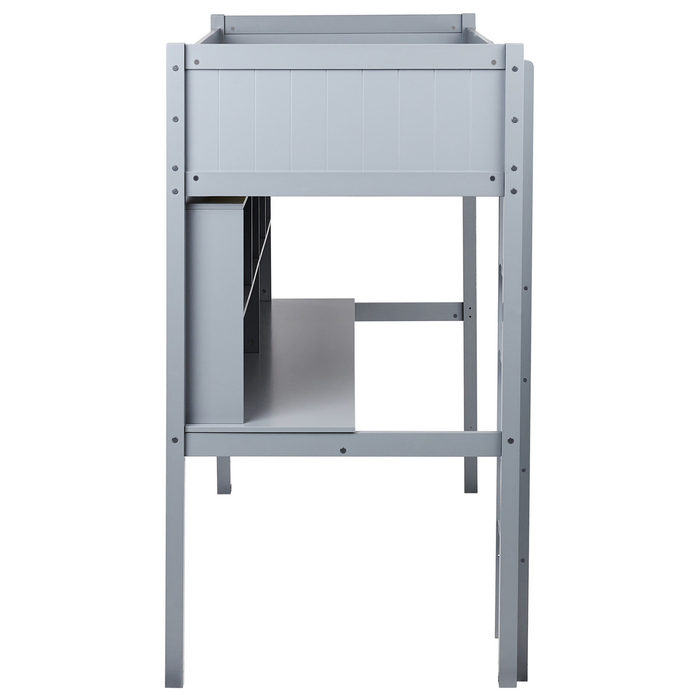 Beliani - FOUCAMONT - Hoogslaper - Grijs - 90 x 200 cm - Dennenhout