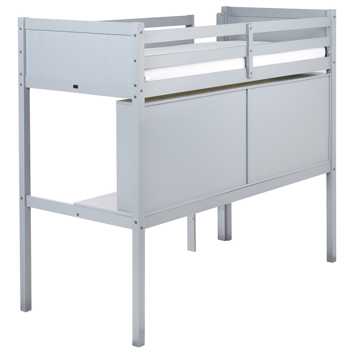 Beliani - FOUCAMONT - Hoogslaper - Grijs - 90 x 200 cm - Dennenhout