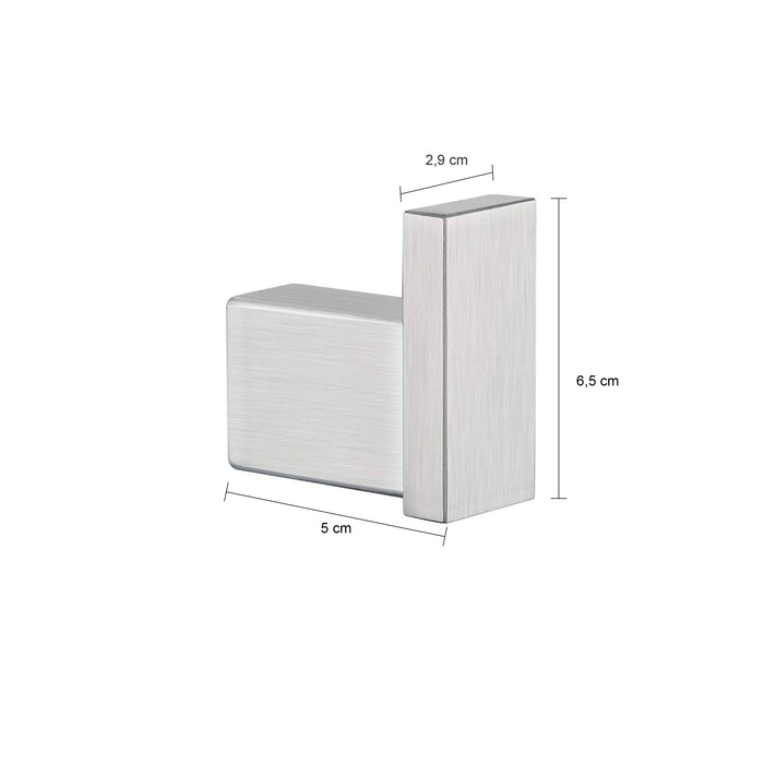 XIVADA Handdoekhaak Noto - Met schroefset - Rvs - Zilver - 1 stuk