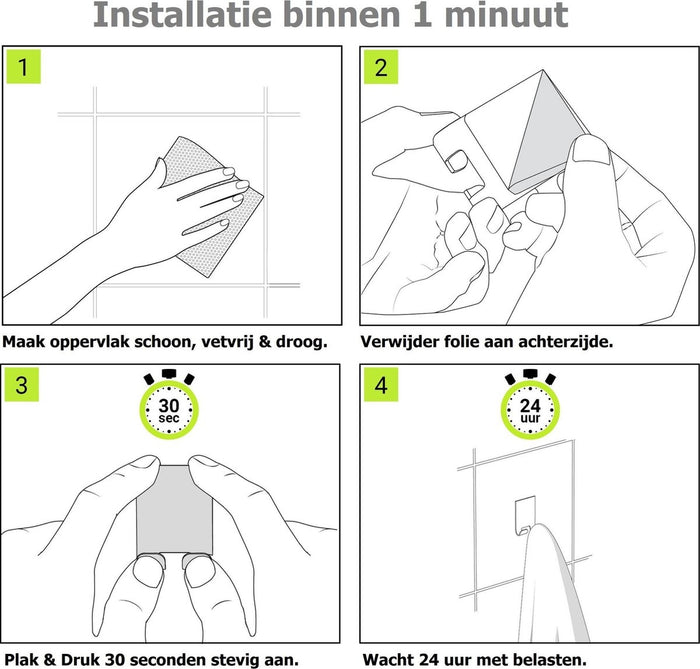XIVADA Handdoekhaak Paza - Rvs - 3M Tape - Zwart - Set van 2