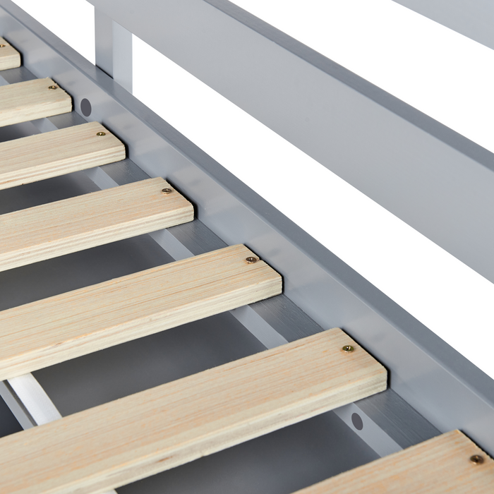 Beliani - FOUCAMONT - Hoogslaper - Grijs - 90 x 200 cm - Dennenhout