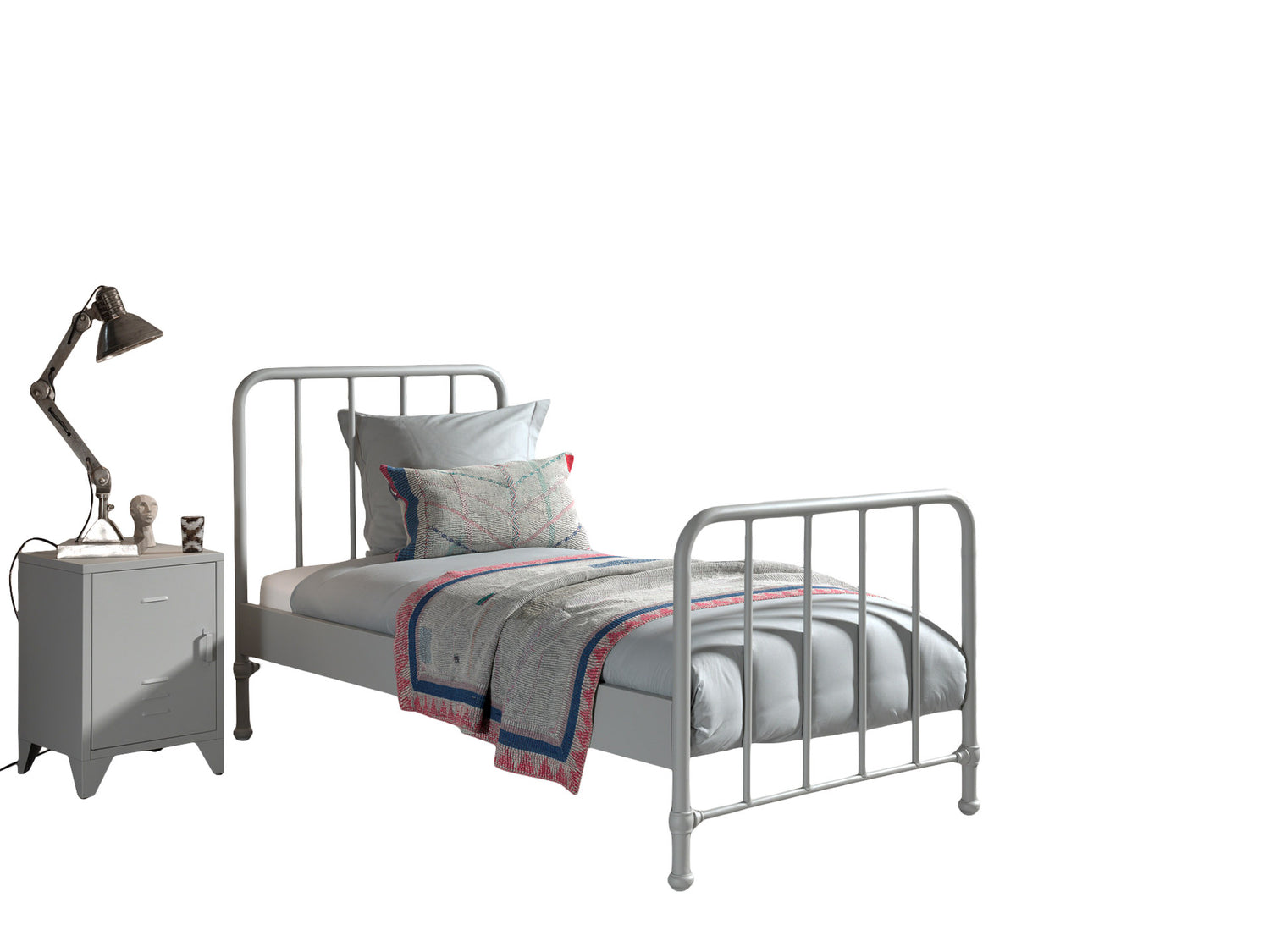 LUCEVI - Bronxx bed + Nachtkastje - Rainy Grey - 90x200 cm