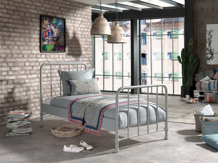 LUCEVI - Bronxx bed + Nachtkastje - Rainy Grey - 90x200 cm