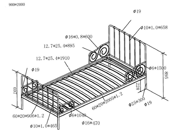 LUCEVI - Alice Bed 90x200cm - Roze