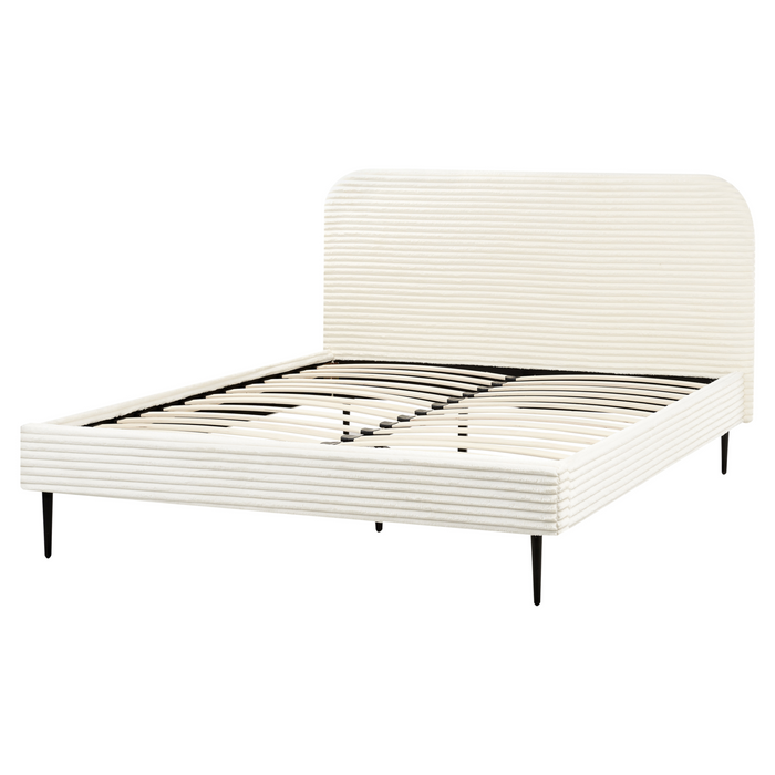 Beliani-FLAYAT -Tweepersoonsbed-Gebroken wit-160 x 200 cm-Corduroy