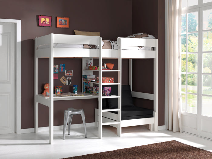 LUCEVI - Pino Mezzanine bed + Slaapfauteuil + Matras - Wit - 90x200 cm