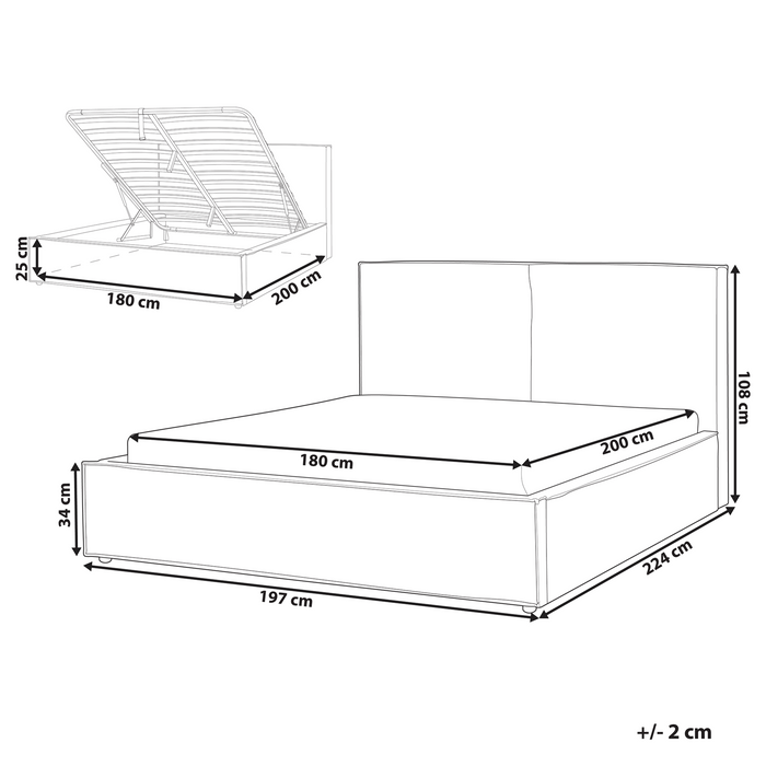 Beliani - MOISSAC - Tweepersoonsbed - Beige - 180 x 200 cm - Polyester