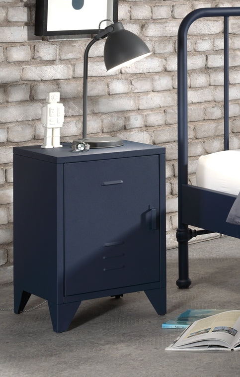 LUCEVI - Bronxx bed + Nachtkastje - Blue Denim - 90x200 cm