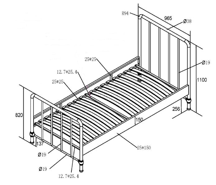 LUCEVI - Bronxx bed + Nachtkastje - Blue Denim - 90x200 cm