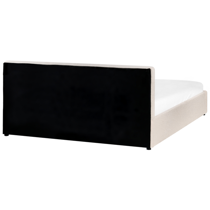 Beliani-BOUSSE-Bed met opbergruimte-Off-white-160 x 200 cm-Bouclé