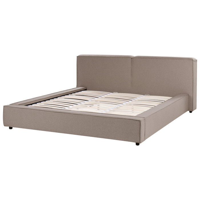 Beliani - LINARDS - Tweepersoonsbed - Lichtbruin - 180 x 200 cm - Stof