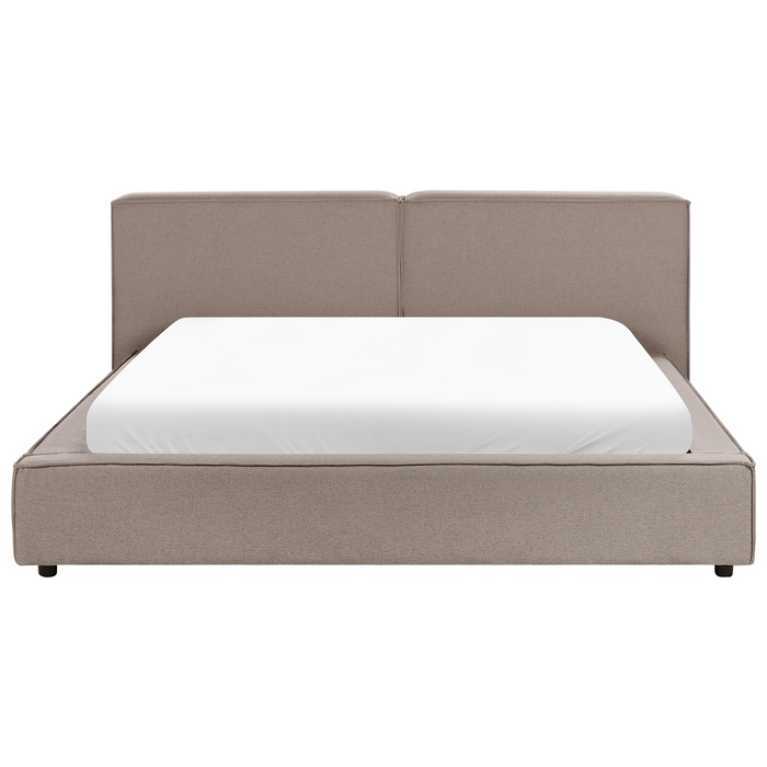 Beliani - LINARDS - Tweepersoonsbed - Lichtbruin - 180 x 200 cm - Stof