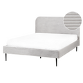 Beliani-FLAYAT -Tweepersoonsbed-Lichtgrijs-140 x 200 cm-Corduroy