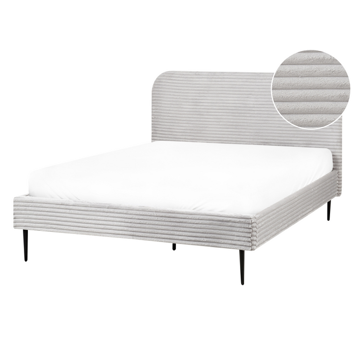 Beliani-FLAYAT -Tweepersoonsbed-Lichtgrijs-140 x 200 cm-Corduroy