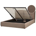 Beliani-BAJONNA-Bed met opbergruimte-Taupe-160 x 200 cm-Bouclé