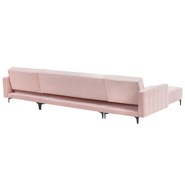 Beliani - ABERDEEN - U-vorm bank - Pastelroze - Fluweel