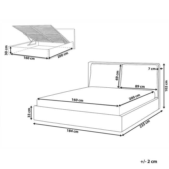 Beliani-BAJONNA-Bed met opbergruimte-Taupe-160 x 200 cm-Bouclé