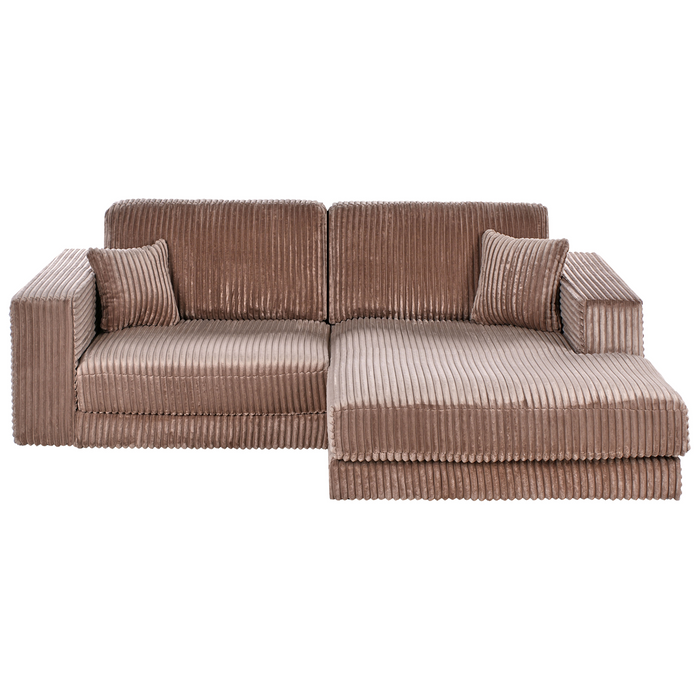 Beliani-LOFOTEN-Hoekbank 3-zits-Lichtbruin-Linkszijdig-Corduroy