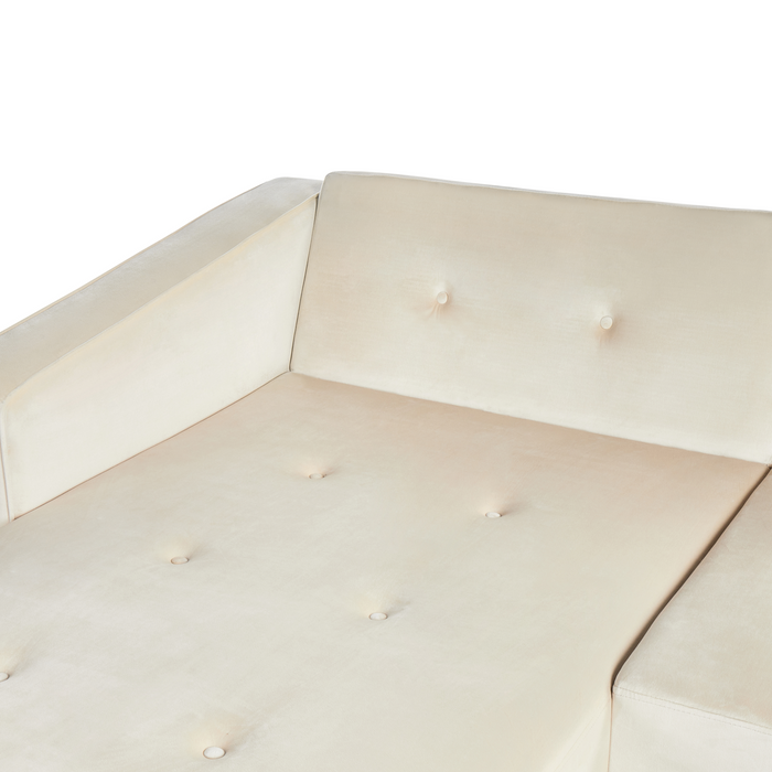 Beliani - VADSO - Hoekslaapbank - Lichtbeige - Rechterzijde - Fluweel