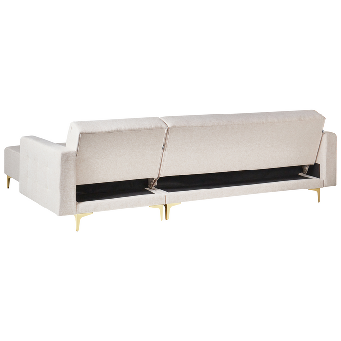 Beliani - ABERDEEN - Hoekslaapbank - Beige - Linkszijdig - Polyester
