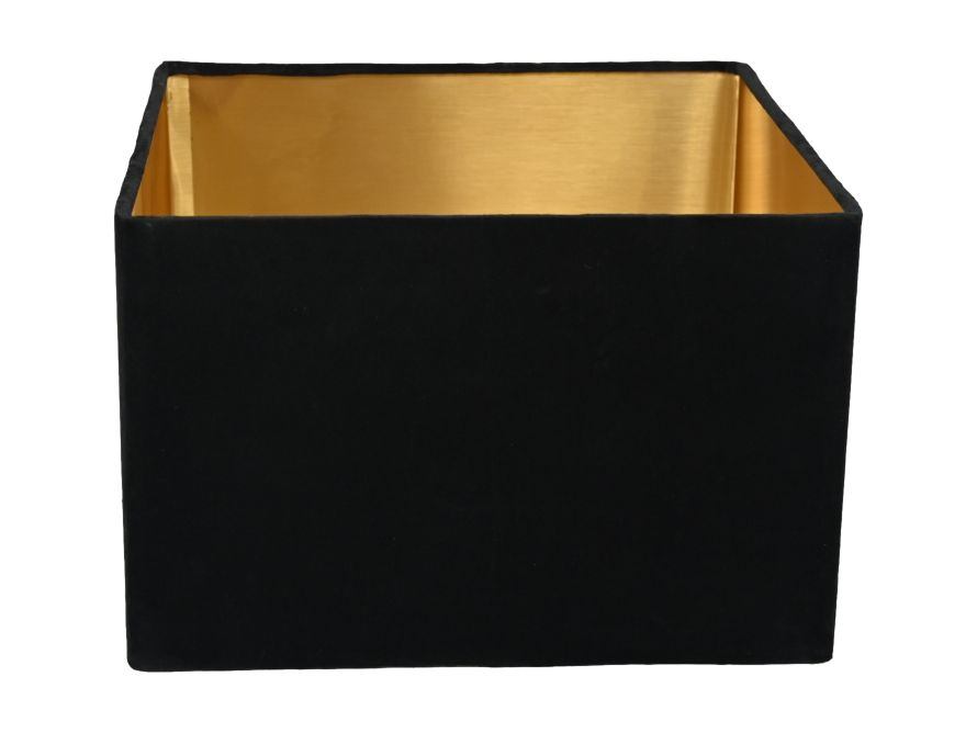 HSM Collection-Vierkante Lampenkap-42x42x28-Zwart|Goud-Stof