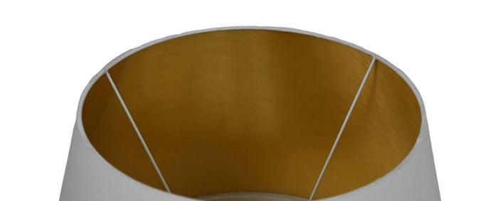 HSM Collection-Ronde Lampenkap Conisch-ø35-ø52x32-Wit|Goud-Katoen
