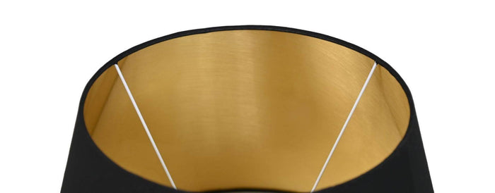HSM Collection-Ronde Lampenkap Conisch-ø35-ø52x32-Zwart|Goud-Stof