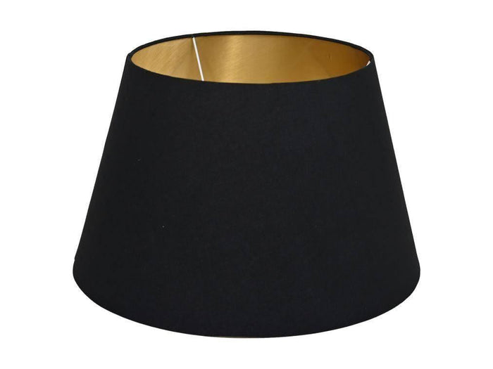 HSM Collection-Ronde Lampenkap Conisch-ø35-ø52x32-Zwart|Goud-Katoen