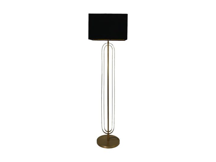 HSM Collection-Vierkante Lampenkap-42x42x28-Zwart|Goud-Stof