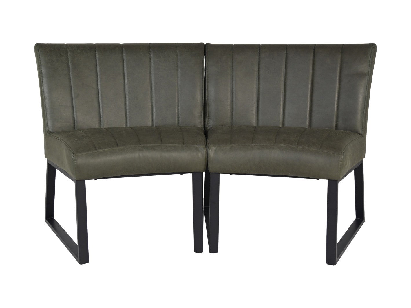HSM Collection-Eetkamerbank Texas-68x55x88-Groen|Zwart-Leder|Metaal