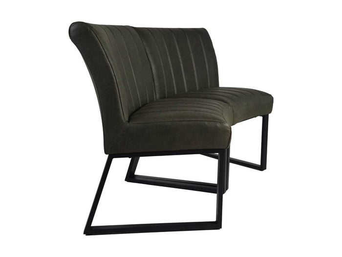HSM Collection-Eetkamerbank Texas-68x55x88-Groen|Zwart-Leder|Metaal