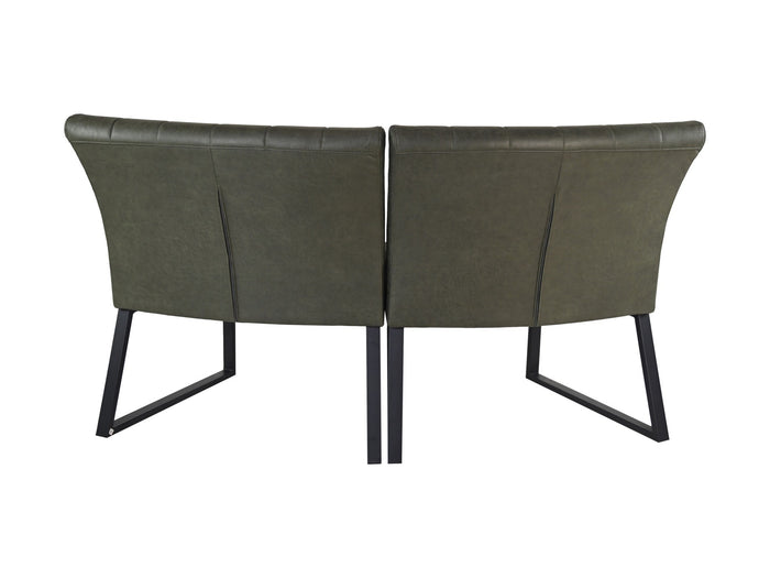 HSM Collection-Eetkamerbank Texas-68x55x88-Groen|Zwart-Leder|Metaal