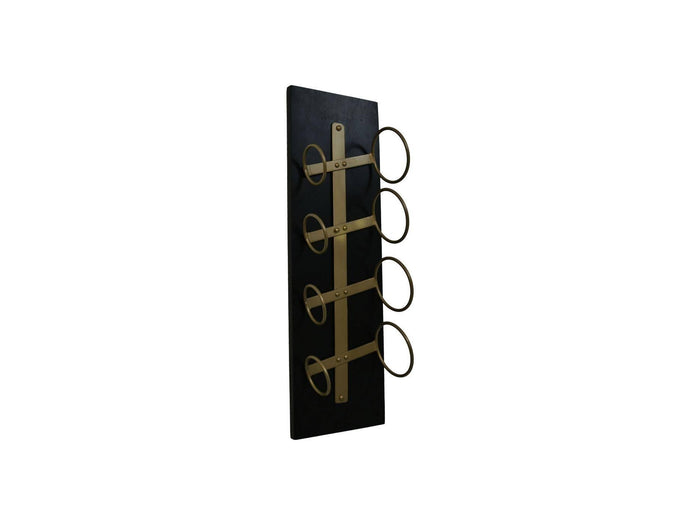 HSM Collection Wijnrek Diabo wand 4 flessen H 65 cm hout goud