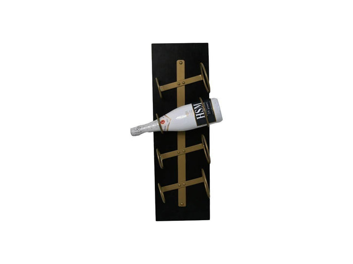 HSM Collection Wijnrek Diabo wand 4 flessen H 65 cm hout goud