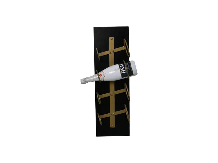 HSM Collection Wijnrek Diabo wand 4 flessen H 65 cm hout goud