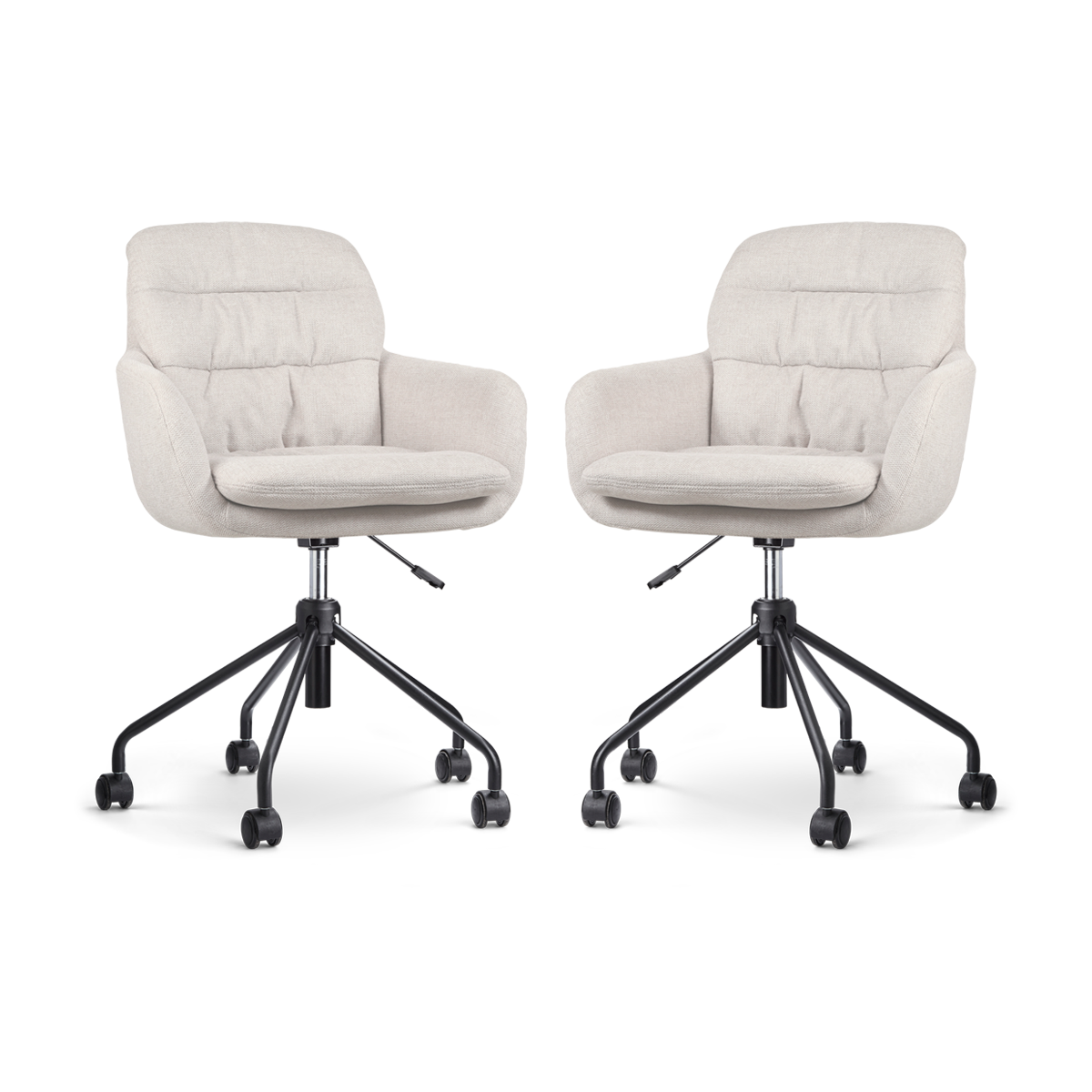 Nolon Nout-Mia Bureaustoelen Set van 2 - Beige - Zwart Onderstel