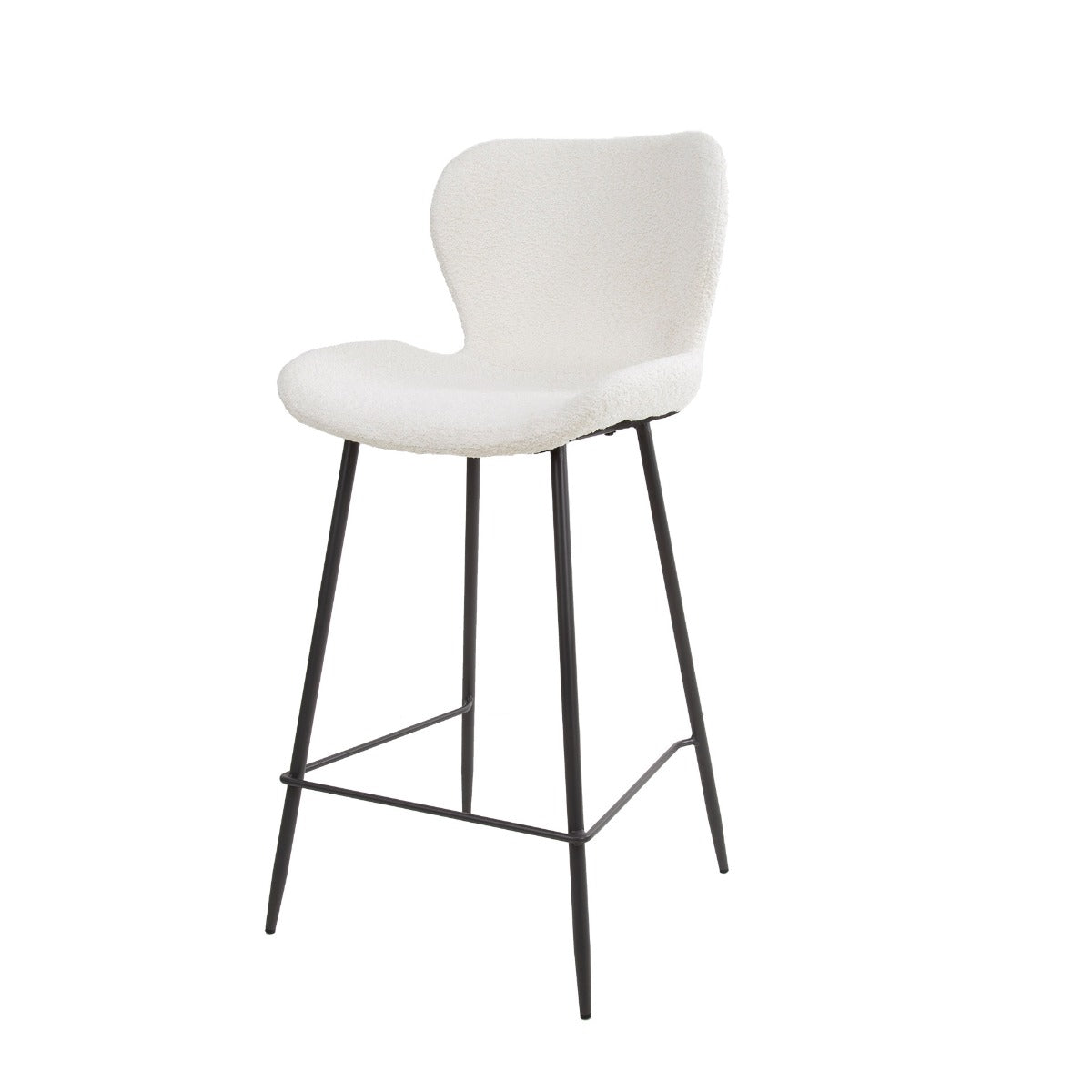 AnLi Style Barstoel ronde buis boucle wit