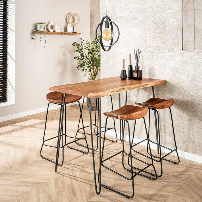 AnLi Style Barstoel hout ergo - Massief acacia - set van 4