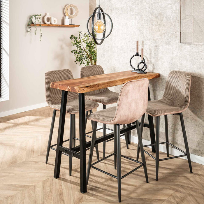 AnLi Style Barstoel Rib - Rock zand - set van 2
