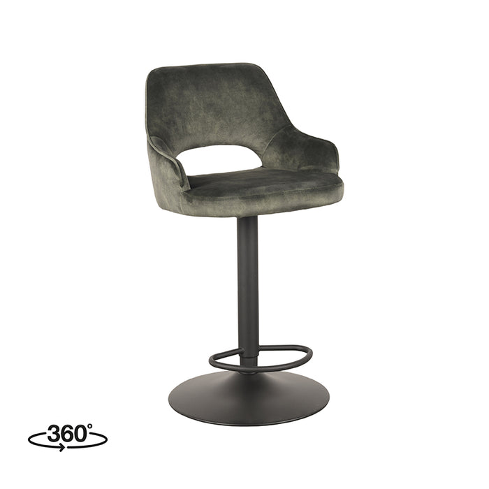 LABEL51 - Barkruk Fer - Hunter Velours - Zwart Metaal