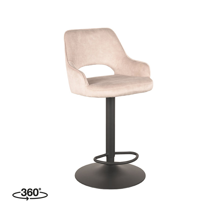 LABEL51 - Barkruk Fer - Naturel Velours - Zwart Metaal